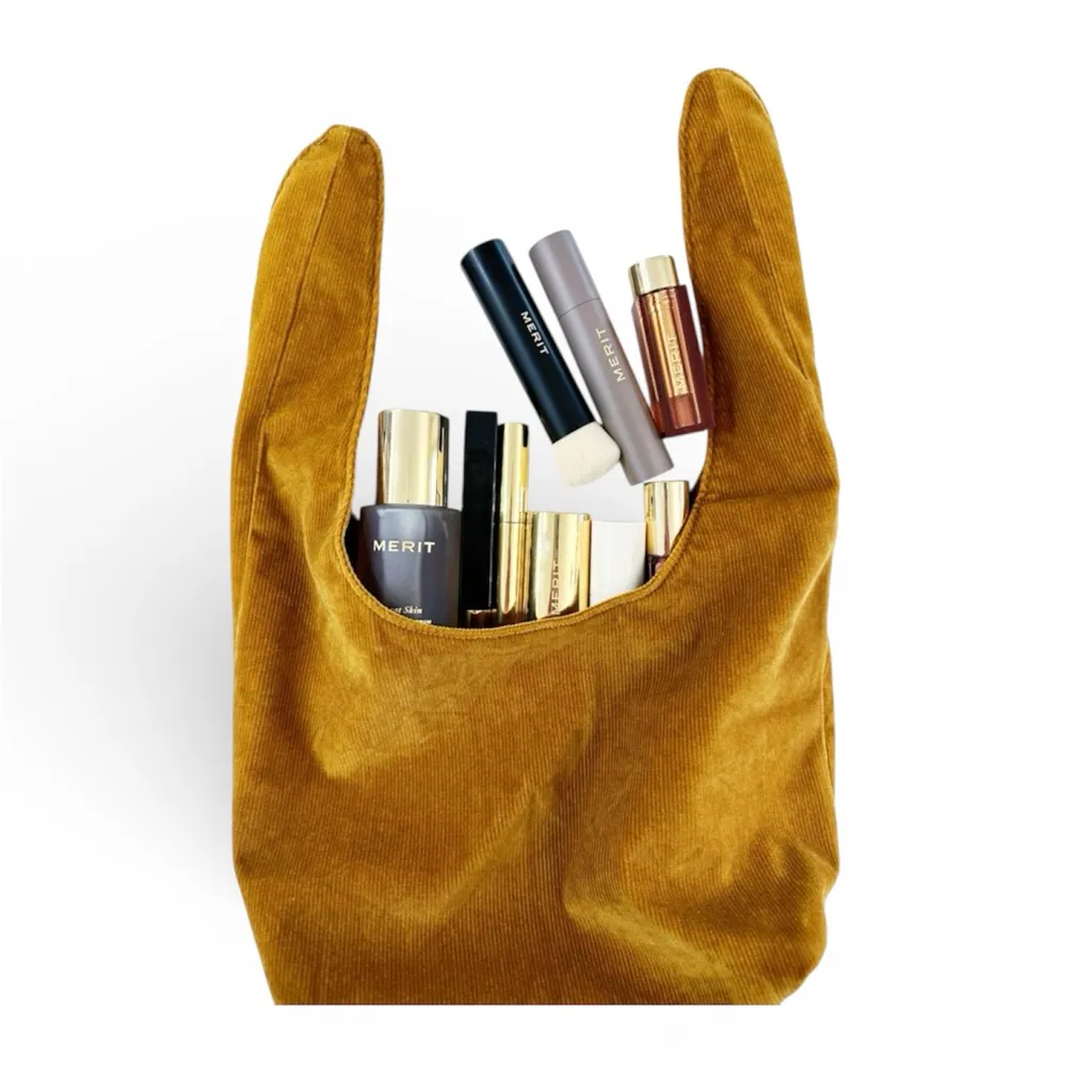 Merit Corduroy Signature Beauty Bag Brown - Image 4