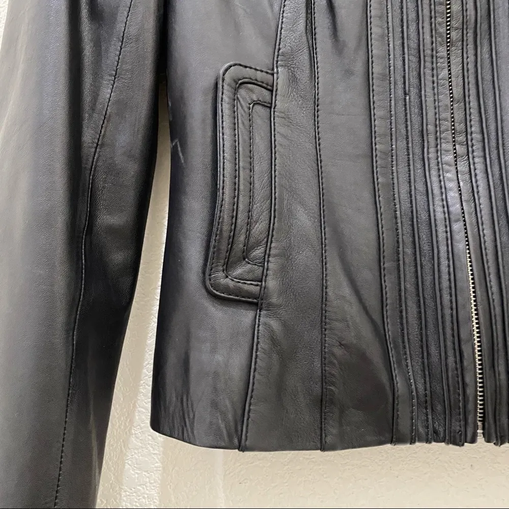 Arden B Black 100% Genuine Leather Moto Jacket S - Image 9