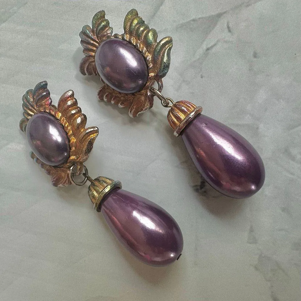 Vintage Iridescent Purple Teardrop Clip - Image 5