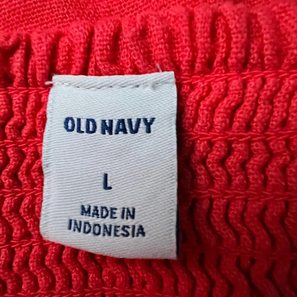 Old Navy Womens Dress Large Linen Blend Ruffle Overlay Smocked Vacation Beachy - Image 2