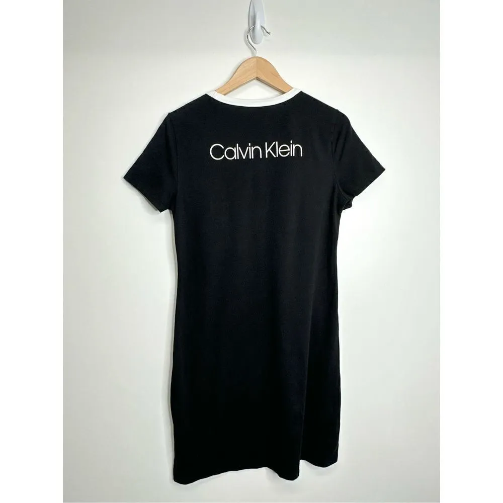 Calvin Klein Shirt Dress Womens Medium Black/White Short Sleeve - Image 5