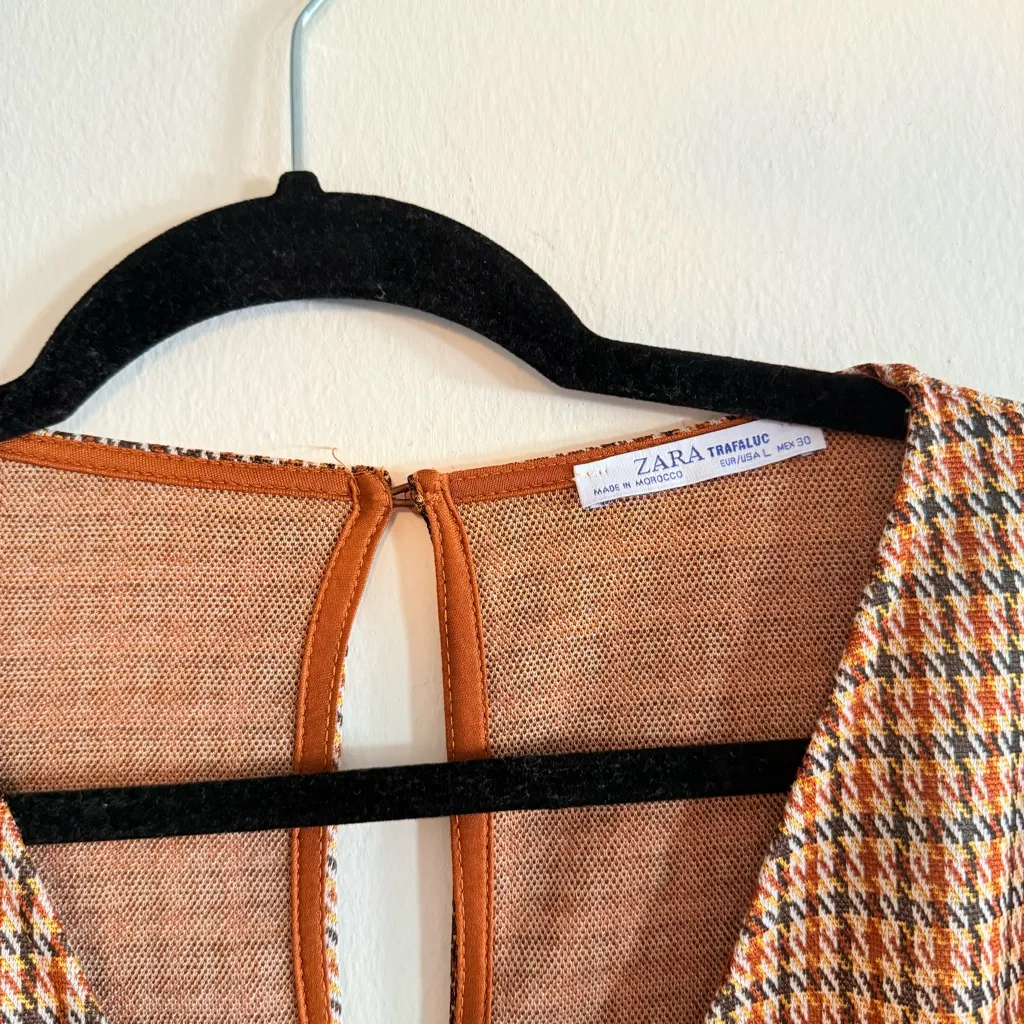 ZARA  • Plaid V-Neck Romper - Image 3