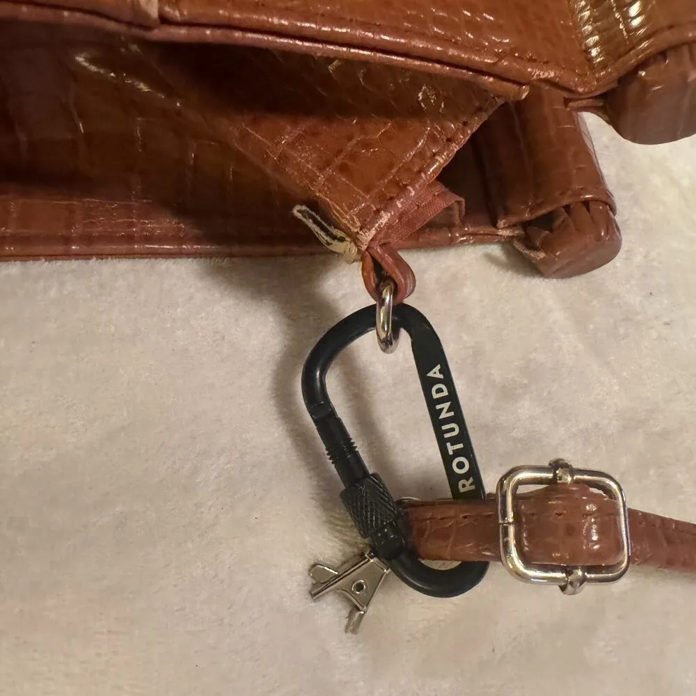 Beis Crossbody Tan Brown Cognac Faux Croc Crossbody Purse Bag With Trolly Sleeve - Image 3