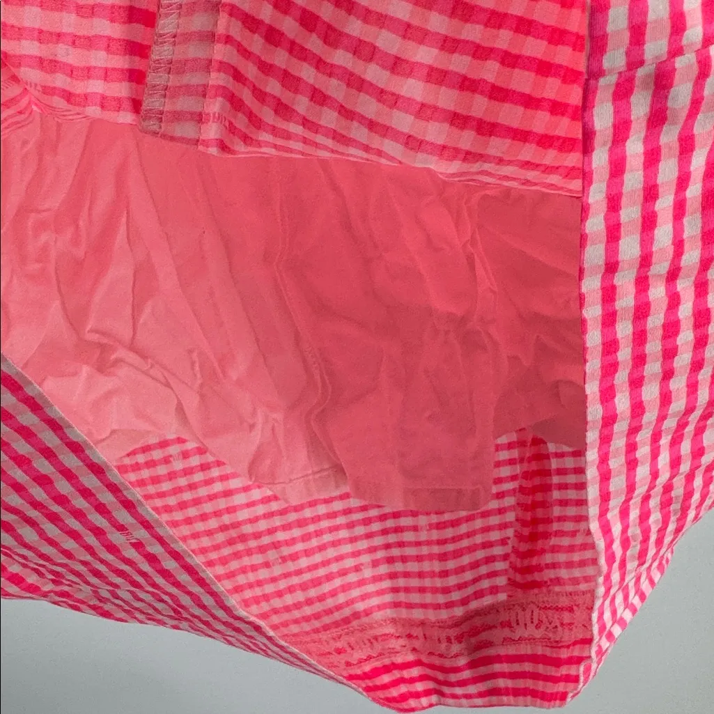 Lilly Pulitzer Lowe Fiesta Pink Pretty Gingham Strapless Peplum Dress 6 neon - Image 11