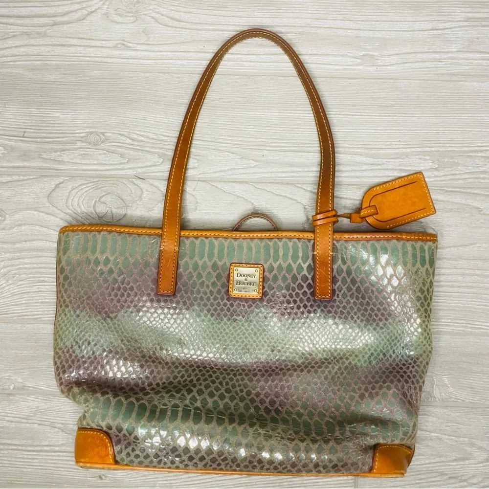 Vintage green metallic Dooney & Bourke Snakeskin Purse / bag handbag - Image 15