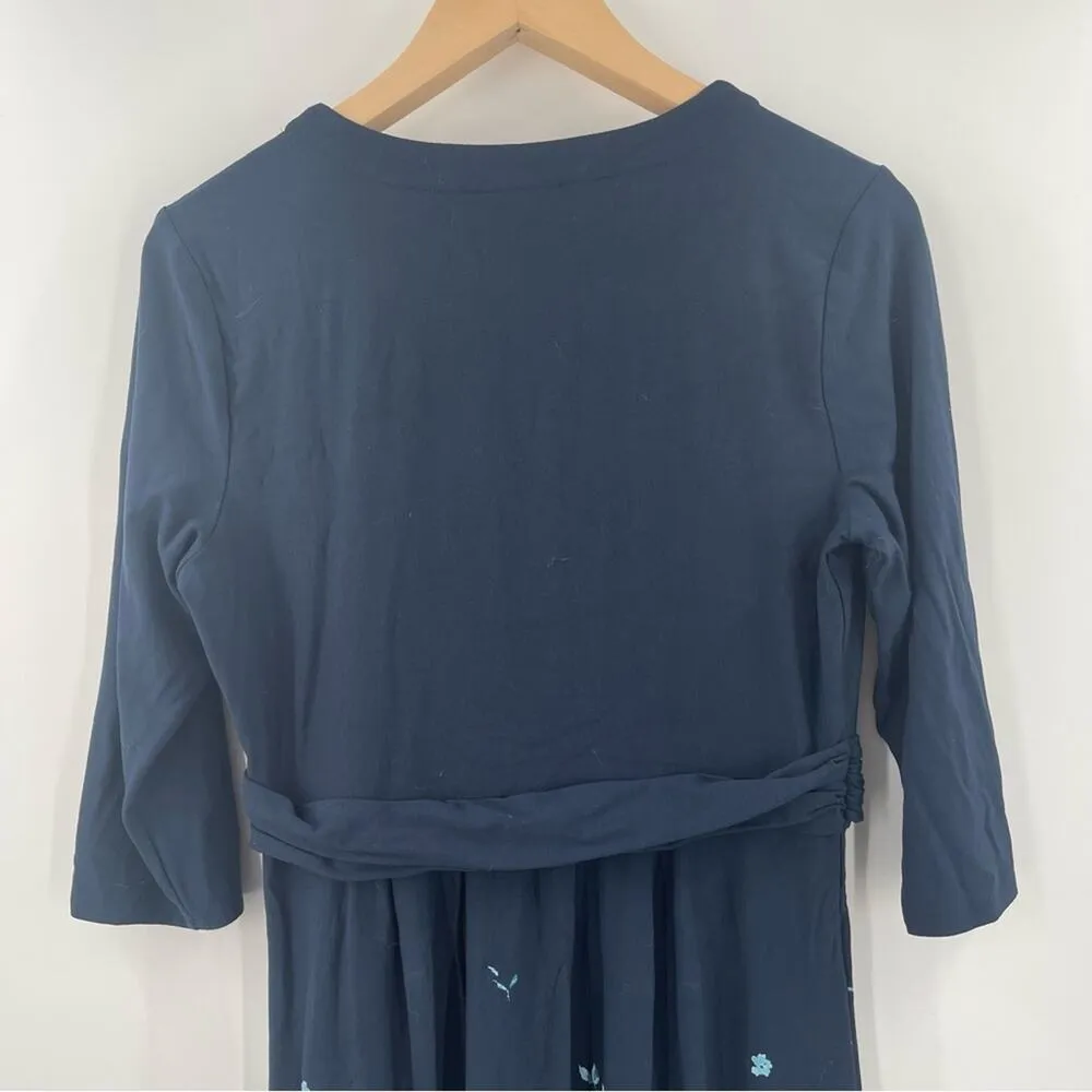 J.JILL Dress Small Petite Wearever Collection Jersey Navy Blue Floral Casual - Image 5