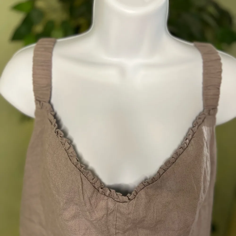 ABERCROMBIE & FITCH Linen Blend Cropped Tank Top with Smocked Back NWT XL - Image 2