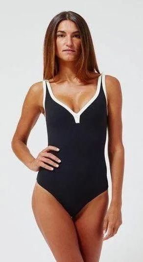 Lisa Marie Fernandez the maria maillot in black& cream crepe,BRAND NEW,SZ 2,$495 Black - Image 1