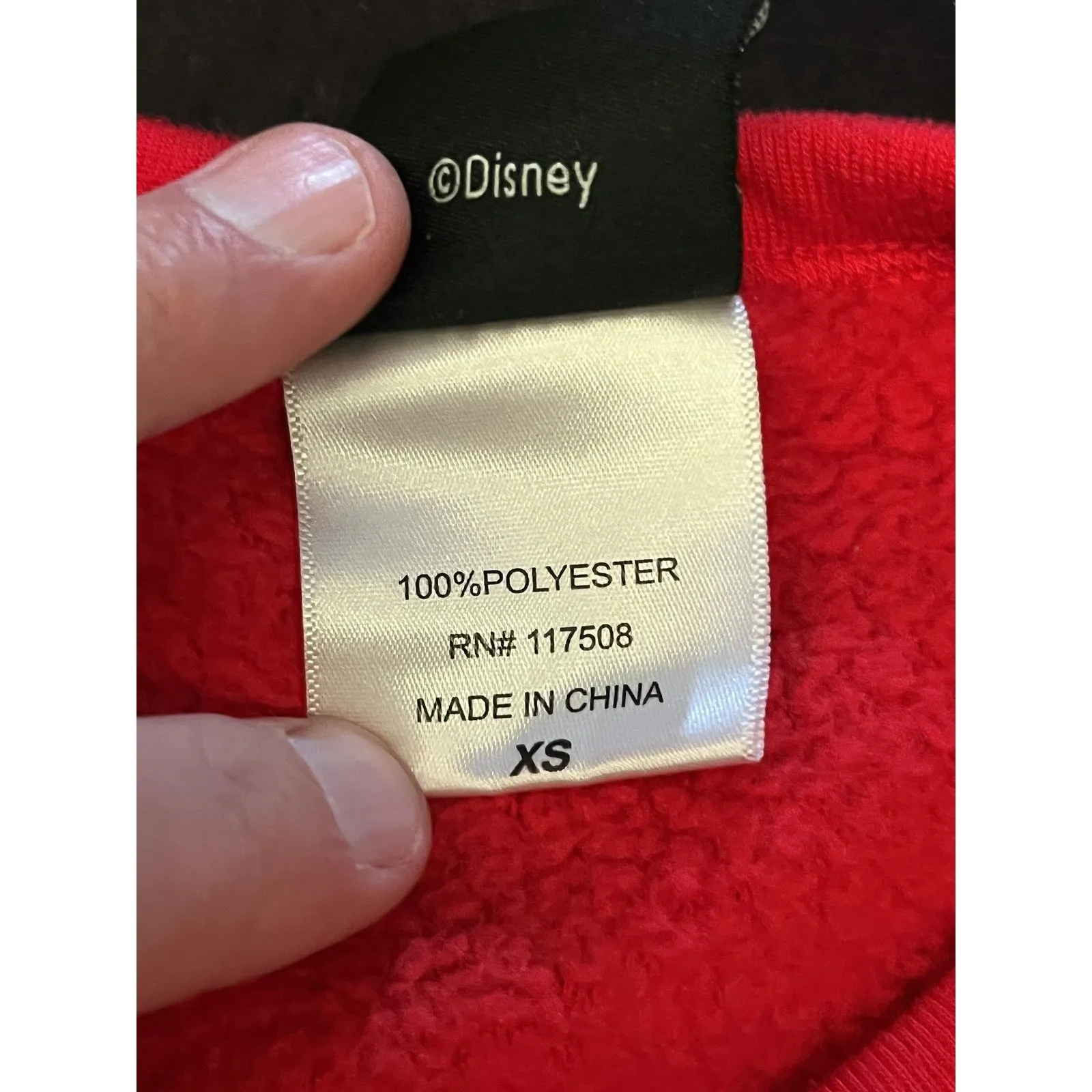 Disney Mickey Mouse Sweater Womens XS Red Fuzzy Fleece Pullover Crew Neck Cozy - Image 7