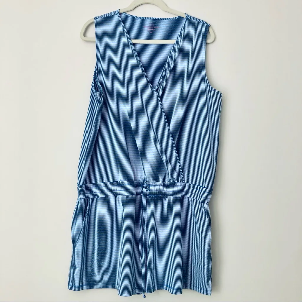 Vineyard Vines Sleeveless Sankaty Romper Cover-Up Blue White Women’s Size XL - Image 2