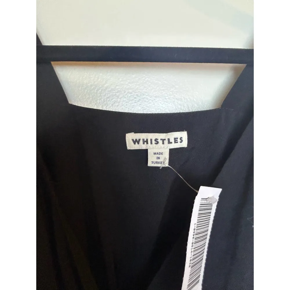 Whistles Black Jumpsuit Womens Size 0 Double Button Waist Detail V Neck - Image 6