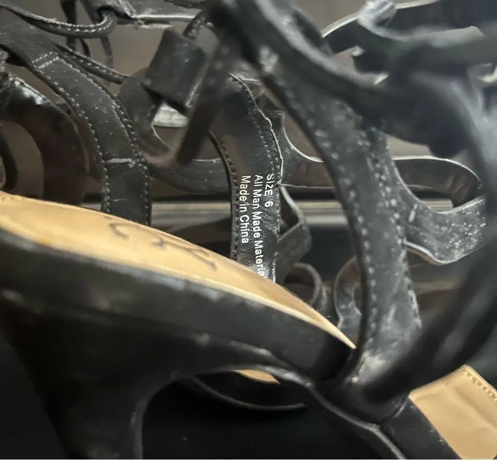 Strappy Black Heels Size 6 - Image 3