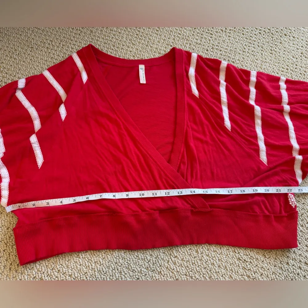 FP Movement Red Top Size Medium Cross Front Layer Jersey Crop Athleisure Cotton - Image 5
