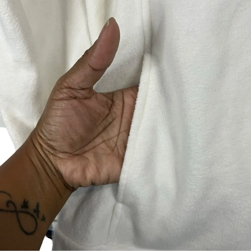 Crown & Ivy women's ivory fleece pullover - holiday plaid trim - Size XXL - Image 3