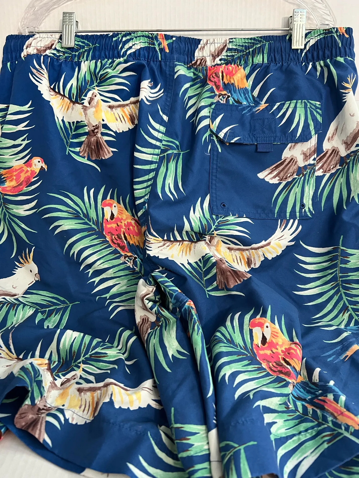 Caribbean Swimwear Men’s Tropical Parrot Print Swim Trunks Blue Size XL - Image 3