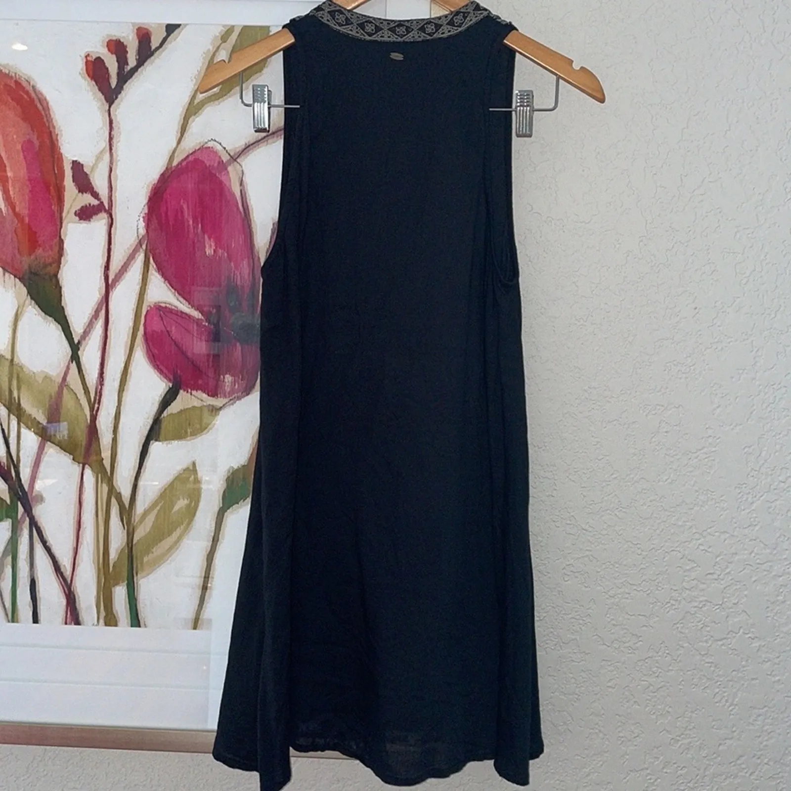 O'Neill Pond Black Dress Embroidered Copper Beaded Boho Festival Beach Vacation - Image 5