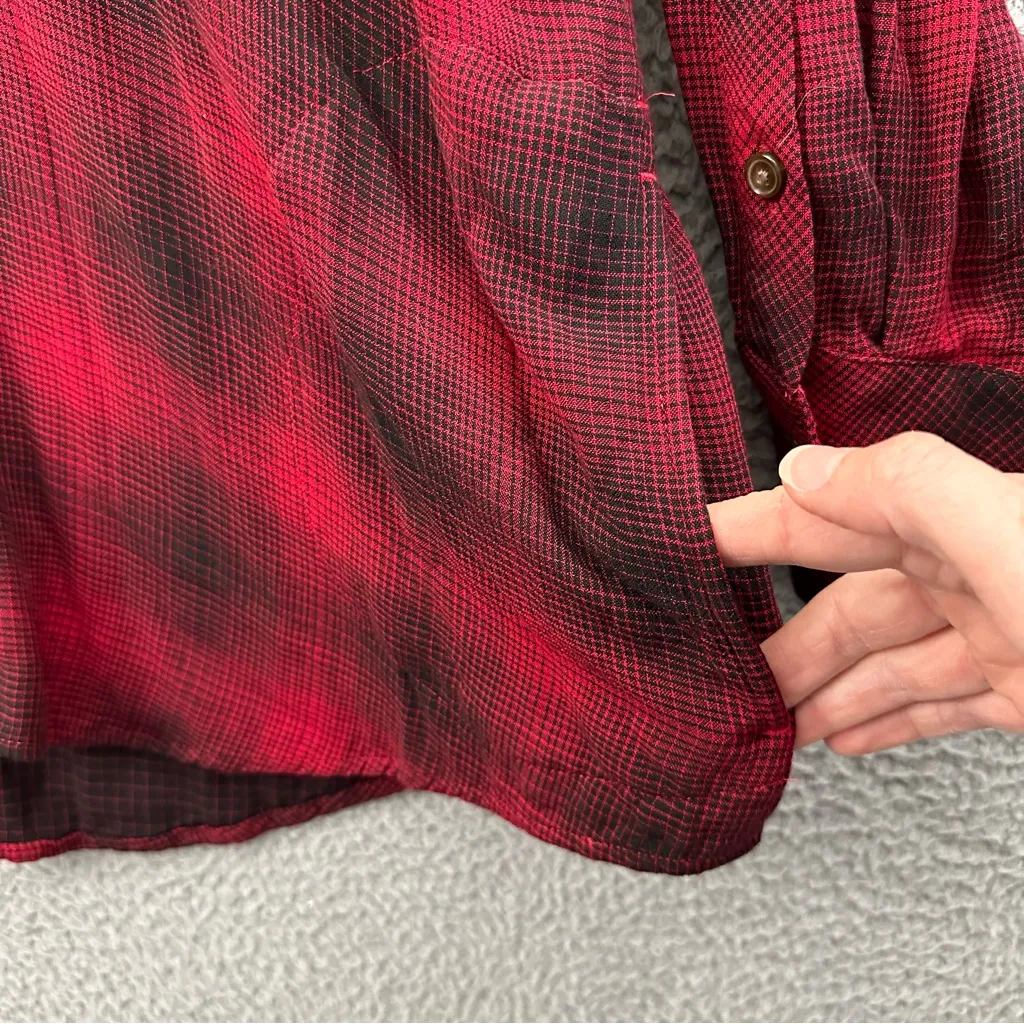 J.Jill Long Sleeve‎ Button Up Plaid Shirt Casual Preppy Casual Travel Pockets 2X Red - Image 2