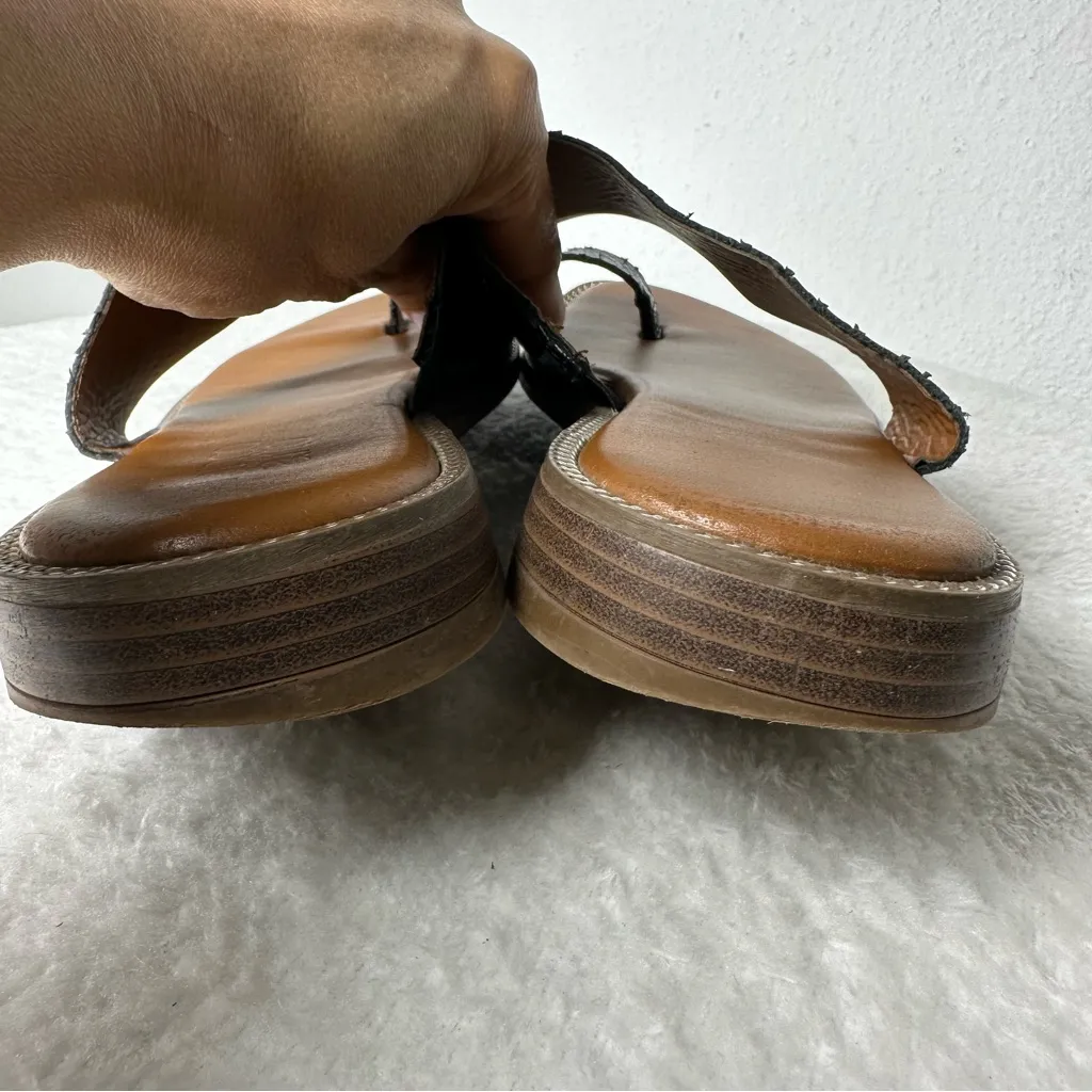 Franco Sarto Black Upper Leather Sandals Snakeskin Embossed Size 7 - Image 7