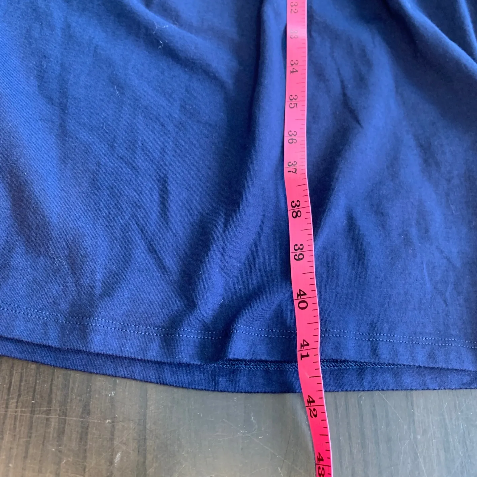 Minimalist Everyday Lands End Navy Blue Jersey Knit Fit & Flare Dress M/T 10-12 - Image 16