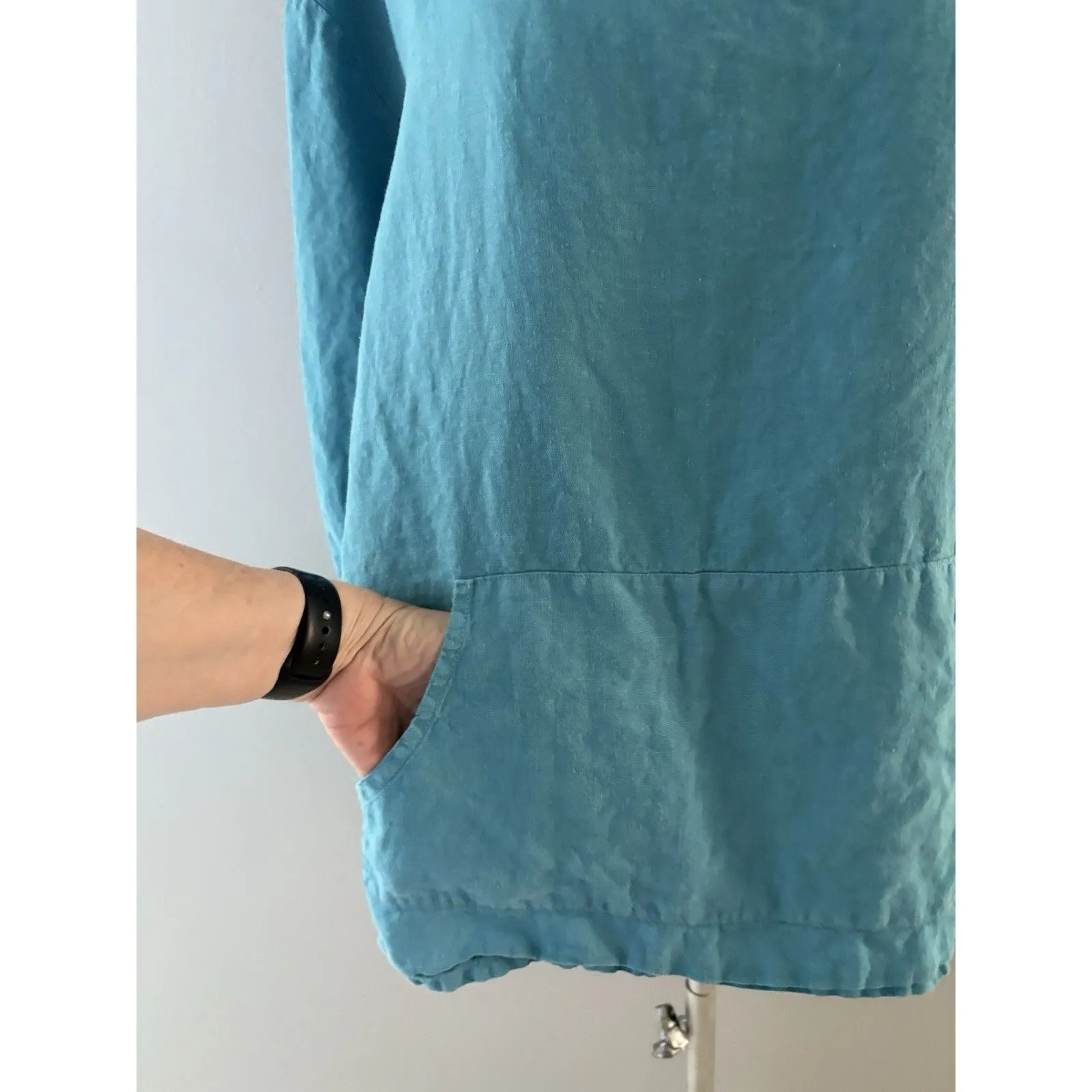Bryn Walker 100% Linen Tunic Sz Small Blue Lagenlook Oversized Boxy Lightweight - Image 3