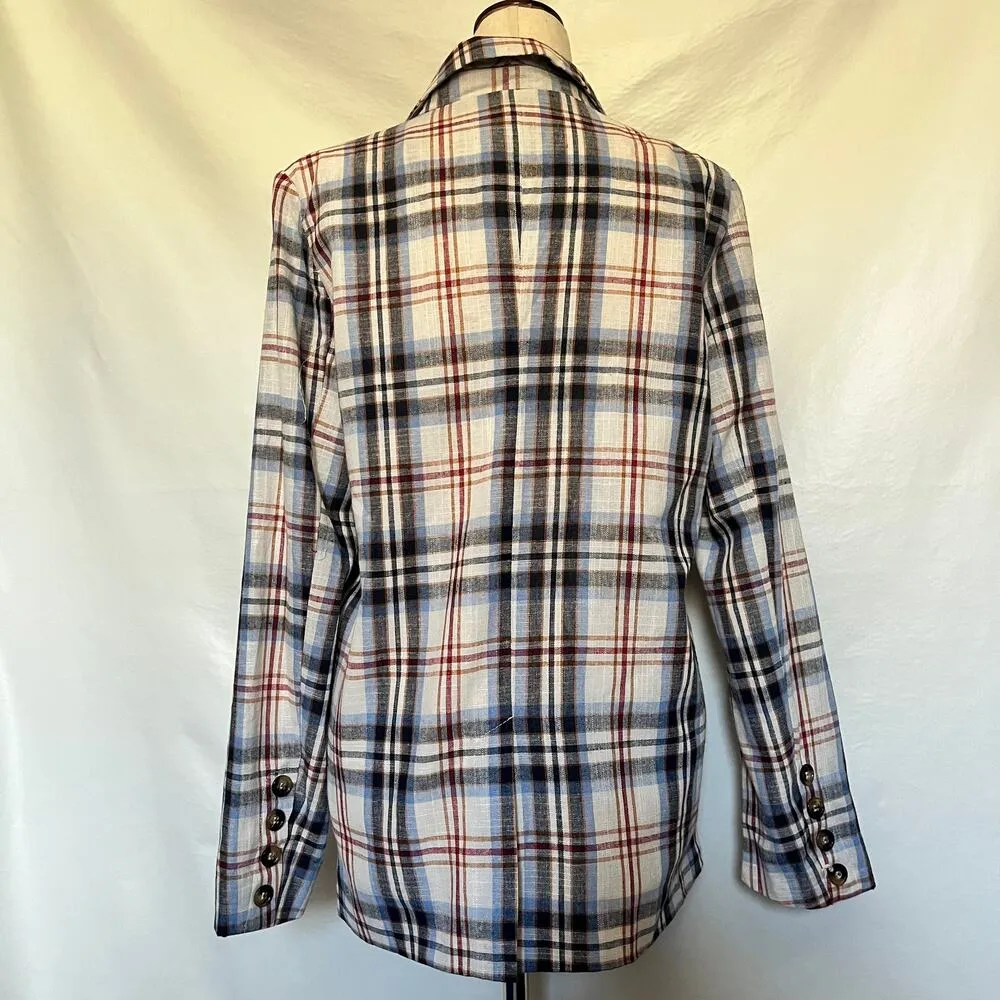 Gilli Plaid Women Blazer Sz S Preppy One Button Academia Checkered Soft Girl Y2K Blue - Image 7