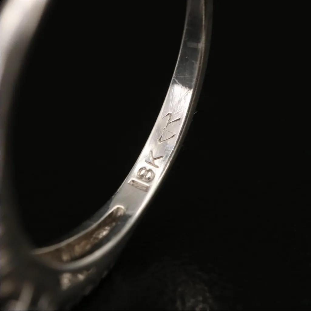 18K SOLID WHITE GOLD WITH PLATINUM ACCENTS GENUINE DIAMOND RING (6.75) Silver - Image 7