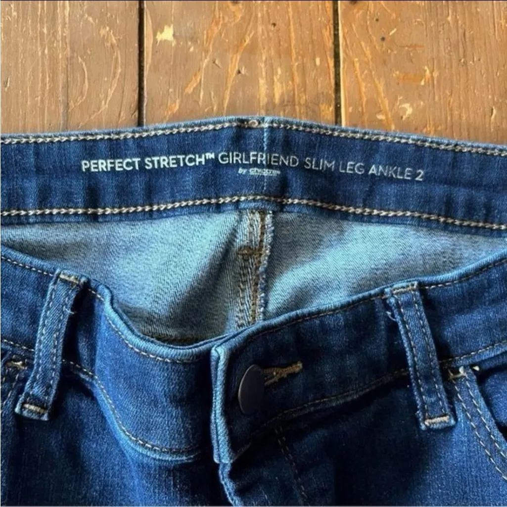 Chico’s Perfect Stretch Girlfriend Slim Leg Ankle Jeans Blue Size 10 - Image 3