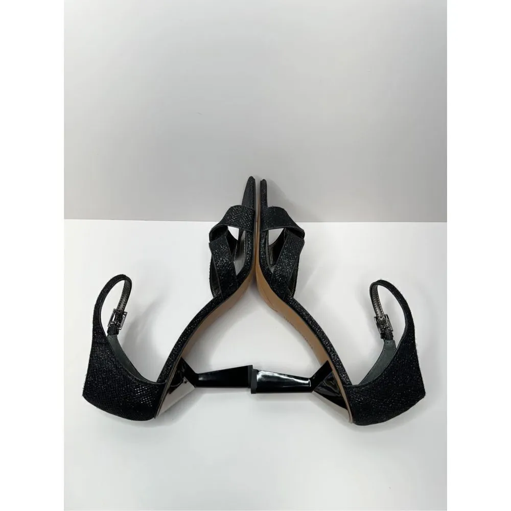 Franco Sarto Sandals Size 9.5 Black Leather Ankle Strap Square Toe Dress Heels - Image 7