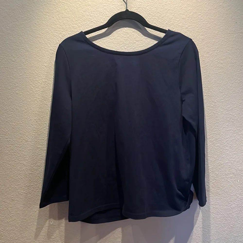 J Crew Navy Blue Solid Mariner Tie Back Top Size Medium - Image 6