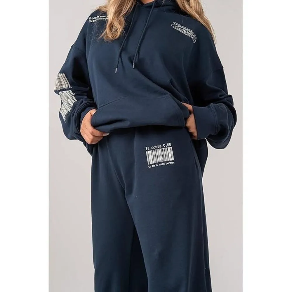 ✨The Mayfair Group It Costs Zero Dollars Graphic S/M Sweatpants✨ Blue - Image 5