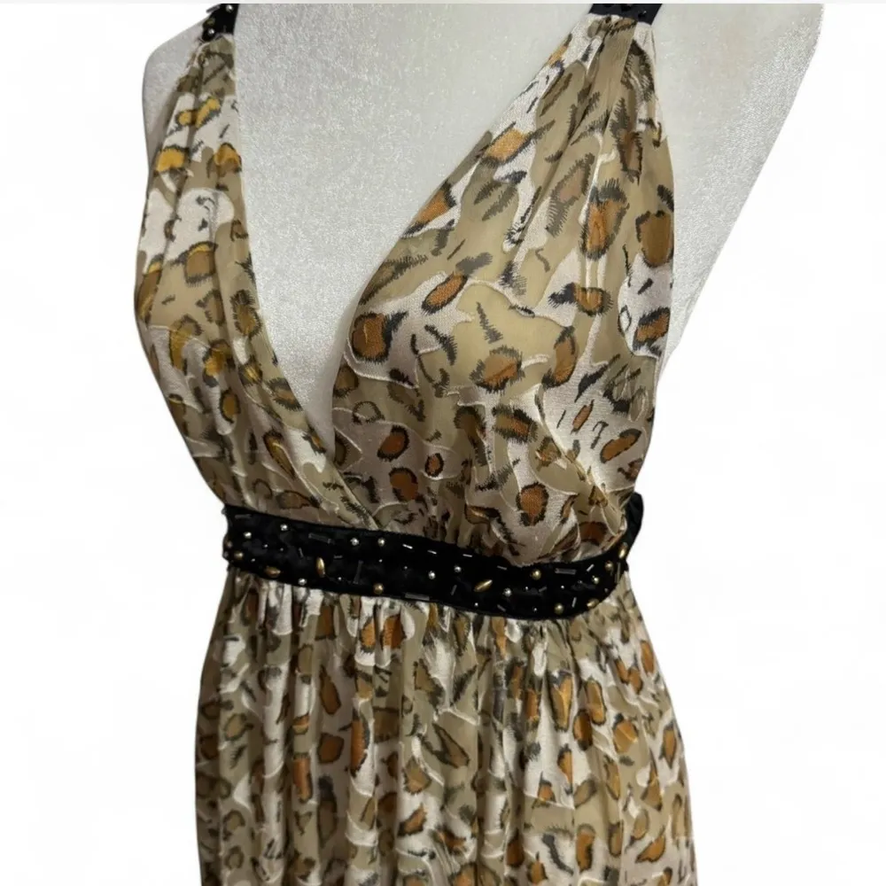 Vintage 2B Bebe Leopard Print Maxi Dress Brown Size M - Image 2