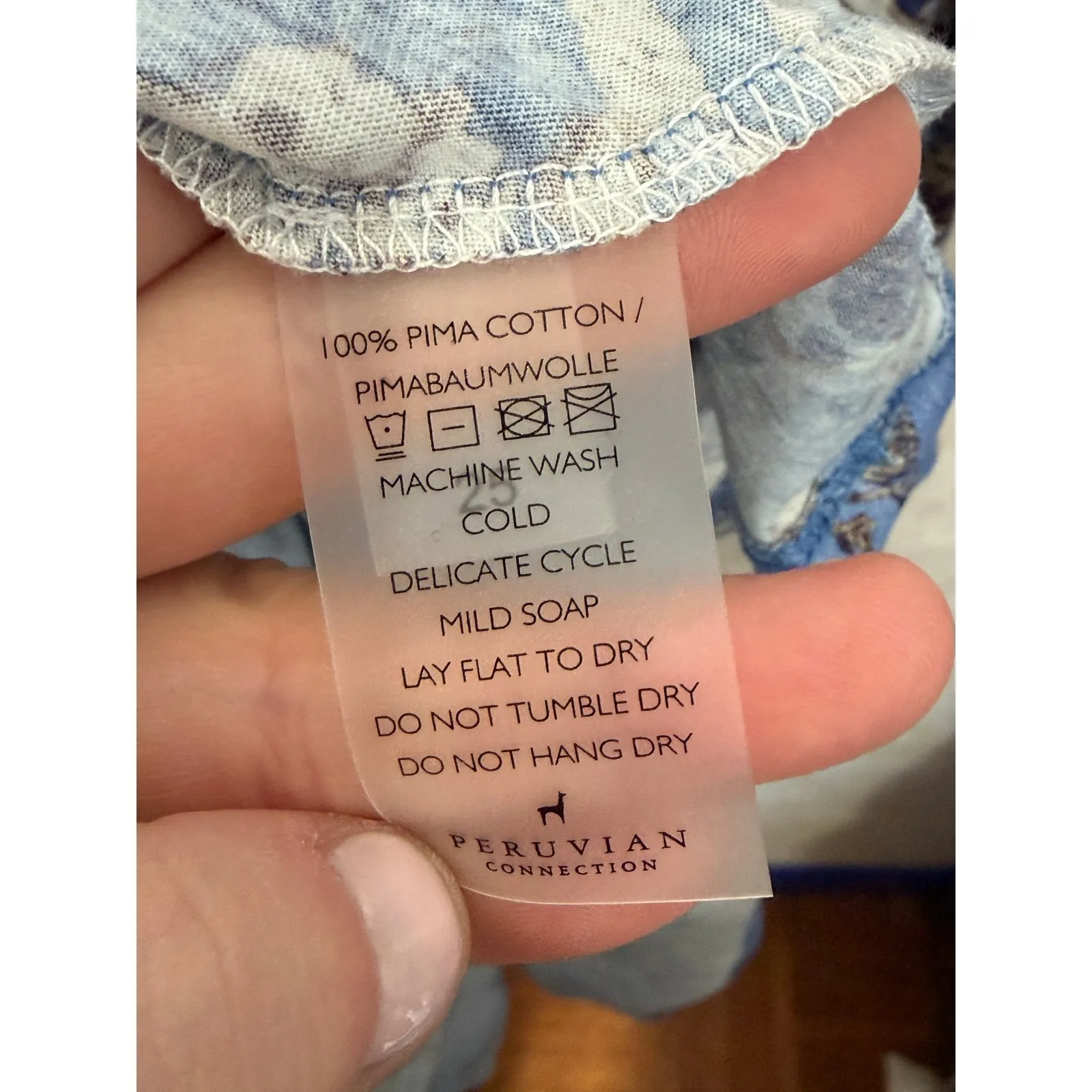 Peruvian Connection NWT Indigo Garden Dress Ultramarine Floral Pima Cotton XS - Image 7