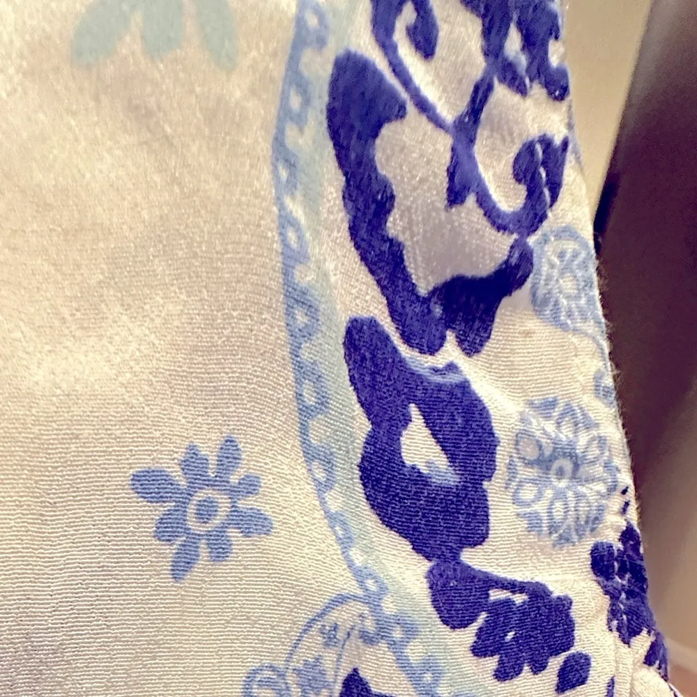 ANTHRO MAEVE CLANA BLUE WHITE RUFFLE SLEEVE BOHO VNECK TOP 0 - Image 8