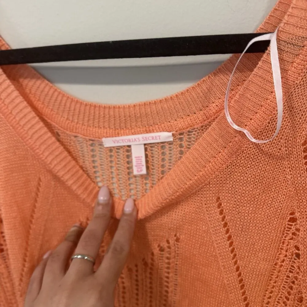 Victoria Secret NWT Crochet Razor Back Cover Up Size Small Orange Color 1909 - Image 4