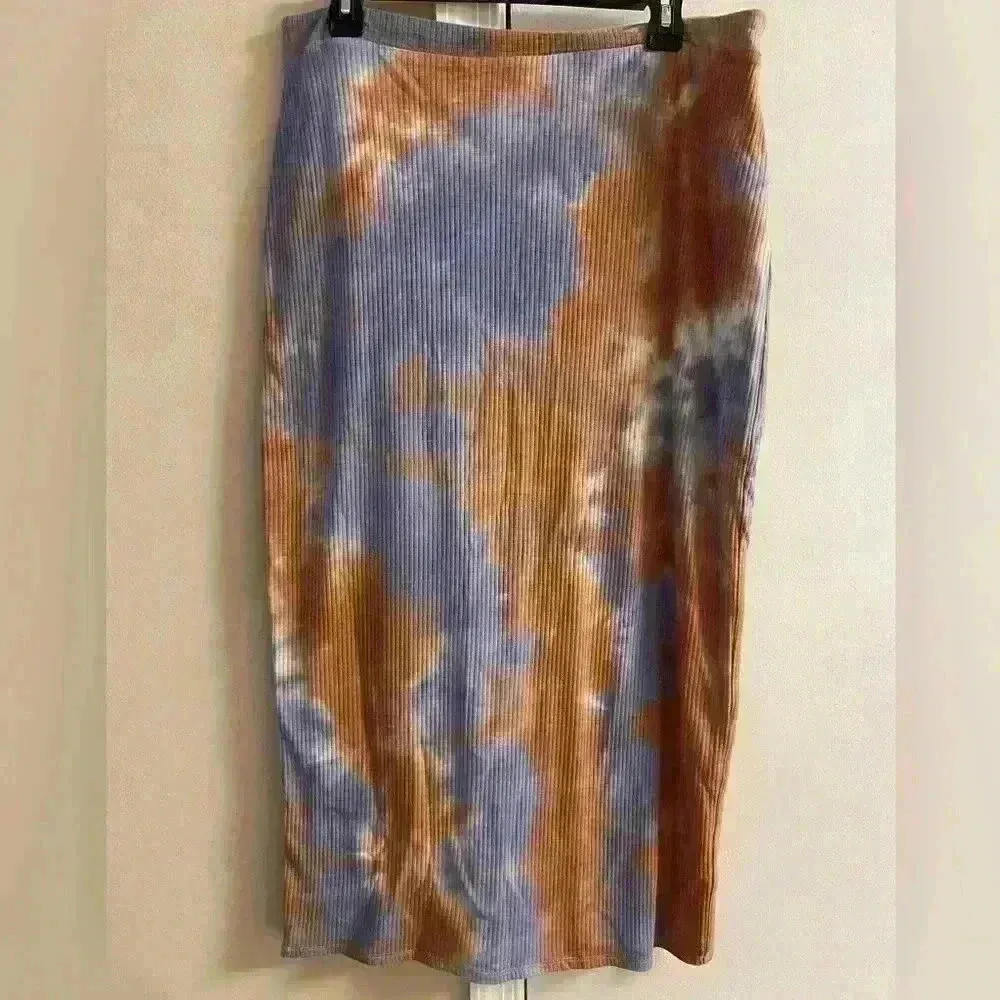 House of Harlow 1960‎ maxi skirt tie dye ribbed XL Blue - Image 2