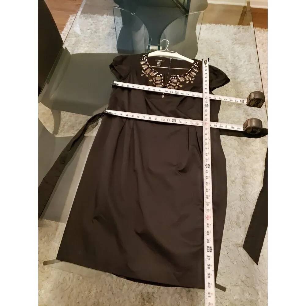 Alfani Women's Black Beaded Tie Waist V Neck Short Sleeve Knee Length Dress 18W - Image 6