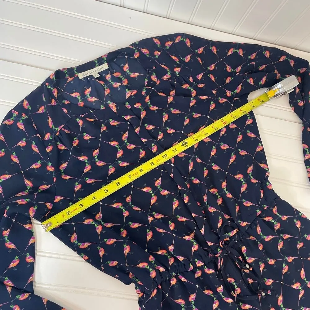 Daniel Rainn Women’s Navy Bird Print Long Sleeve Romper Novelty Size S - Image 7
