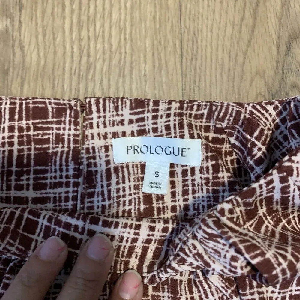 Prologue Dress Womens Size Small Burgundy Printed 3/4 Sleeve Midi Cinched Waist - Image 3