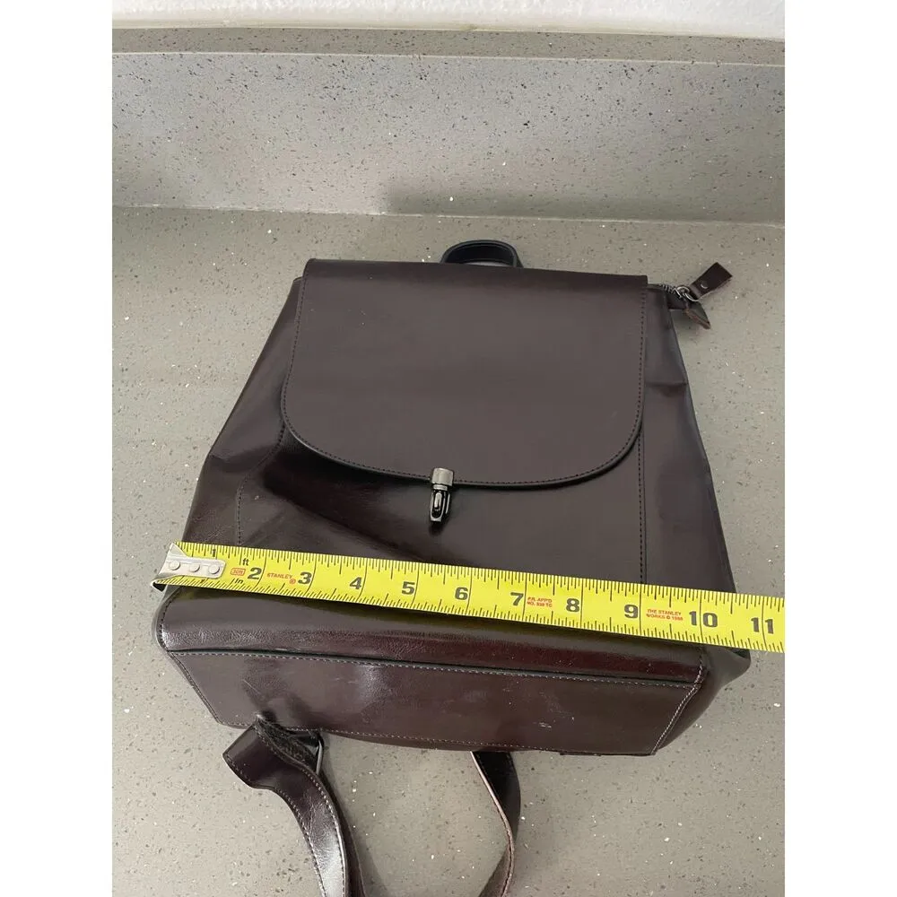 NEW HESHE deep brown leather backpack - Image 9