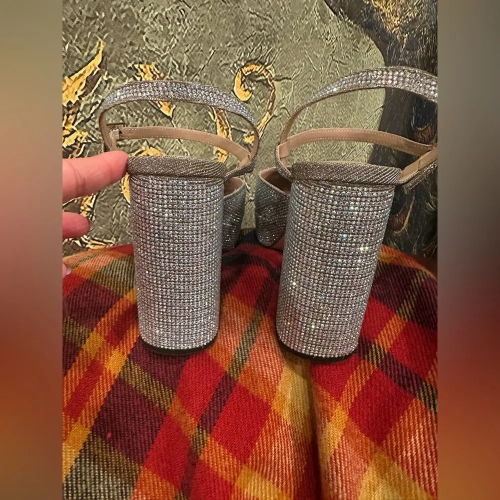 NWOT MIX No. 9.5 rhinestone crystal platform heels shoes with ankle strap - Image 4