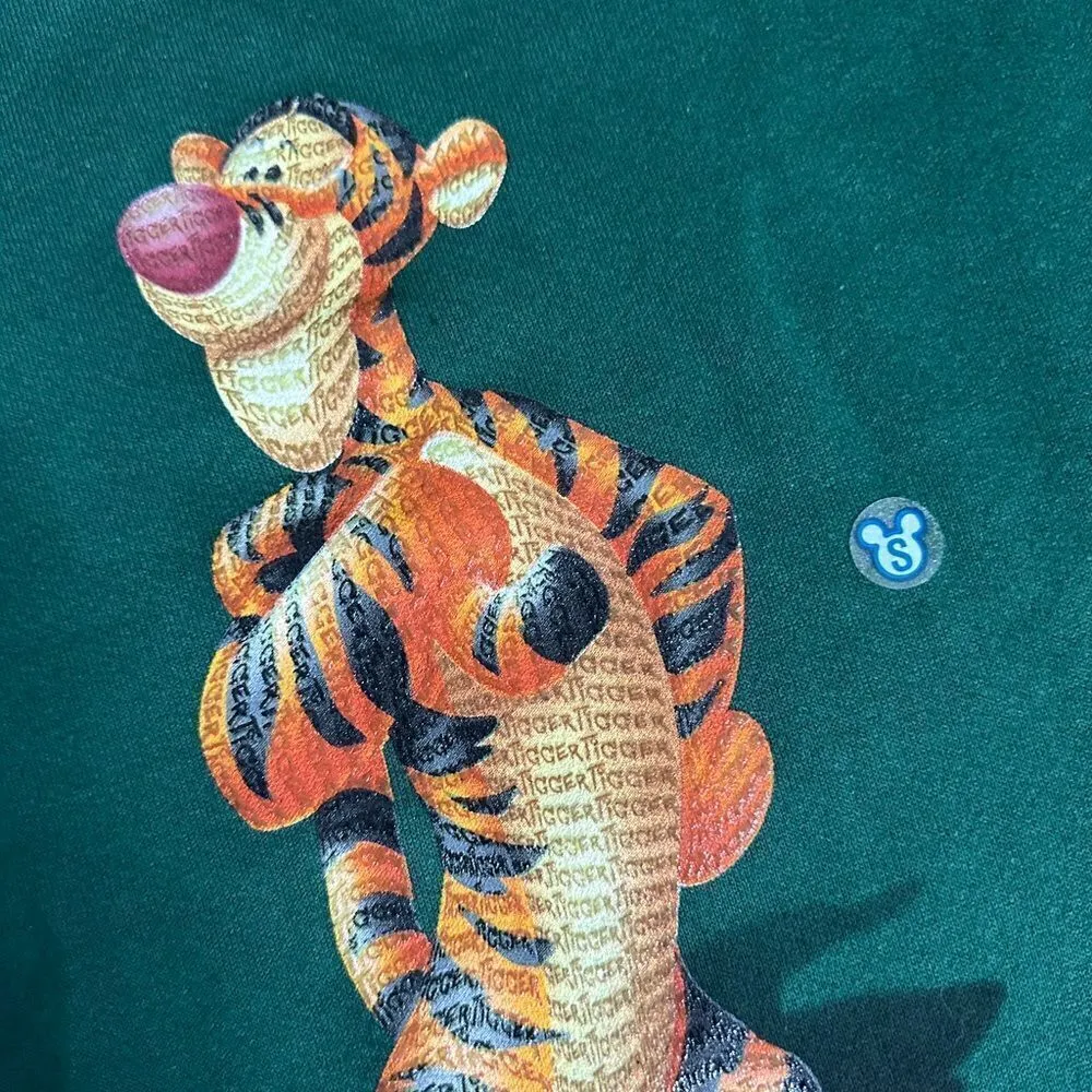 Vintage New with Tags Disney Winnie the Pooh Tigger Green Crewneck Sweatshirt - Image 8