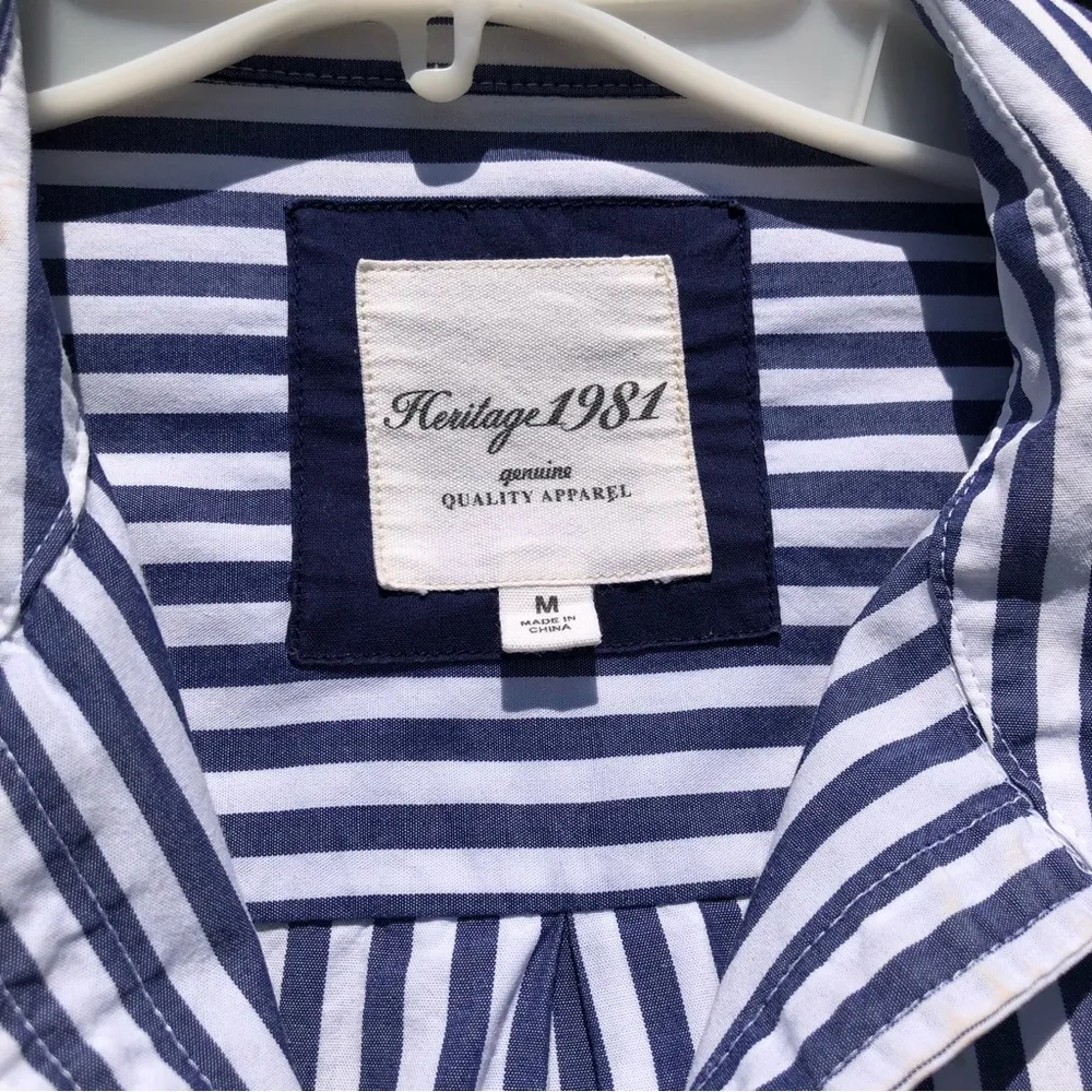 Medium Blue & White Striped Button Up - Image 5