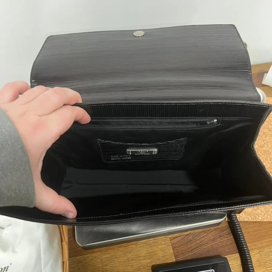 PIBRA Leather Shoulder Purse Square Structure Black Leather Italy - Image 16