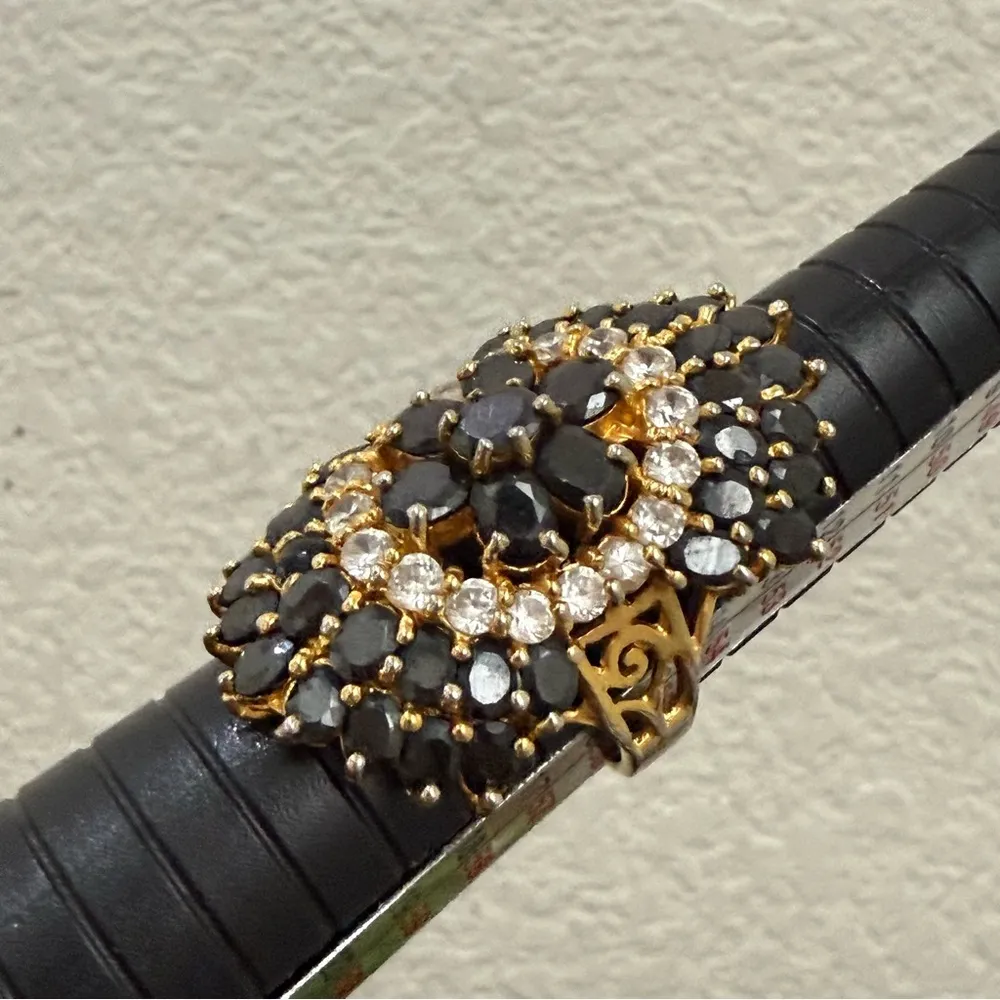 Vintage Unsigned Black & Clear CZ Crystal Pave Gold - Image 13