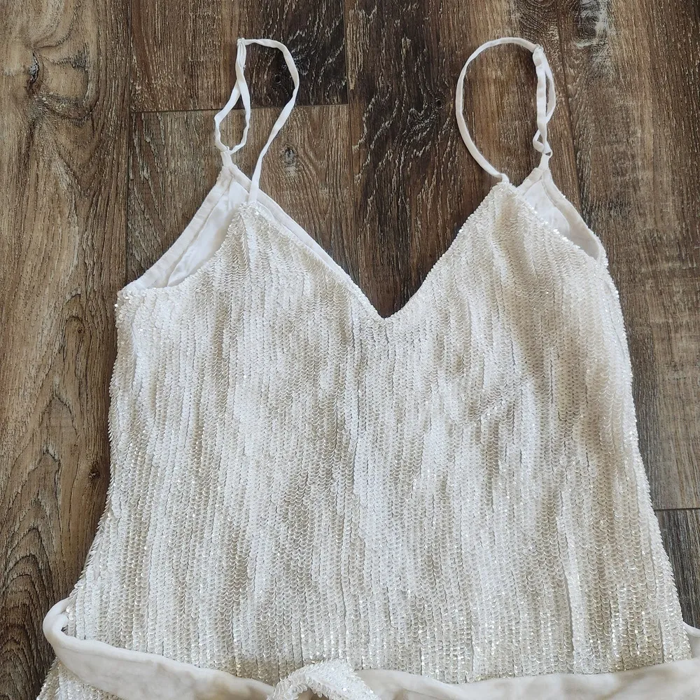 Retrofete Rebecca Sequin Maxi Dress in White Size Small Sleeveless Belt NWT - Image 4