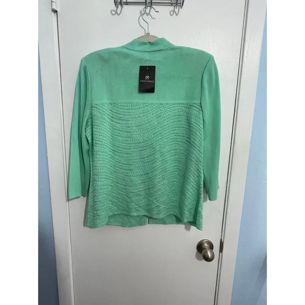 Ming Wang Cardigan Sweater Small Mint Green Clueless Preppy Old Money NWT - Image 4