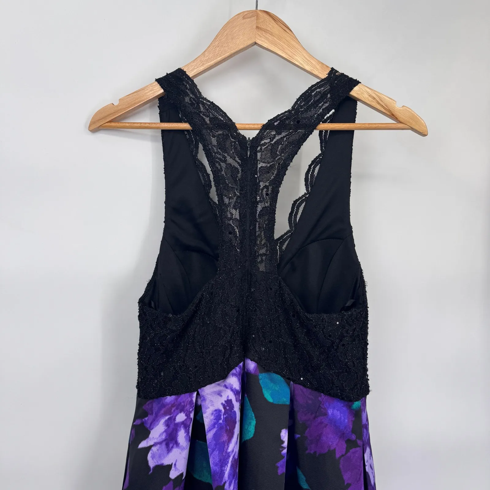 Jump Apparel Floral High Low‎ Formal Prom Dress Lace Racerback Black Size 7/8 - Image 4