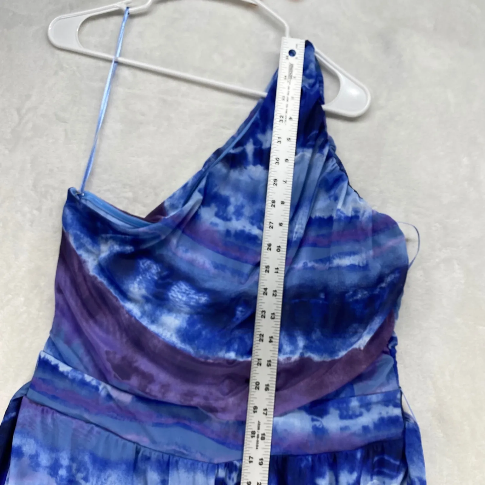 G by Giuliana Jumpsuit One Shoulder Tie Dye Wide‎ Leg Blue Purple Size L Size L - Image 5