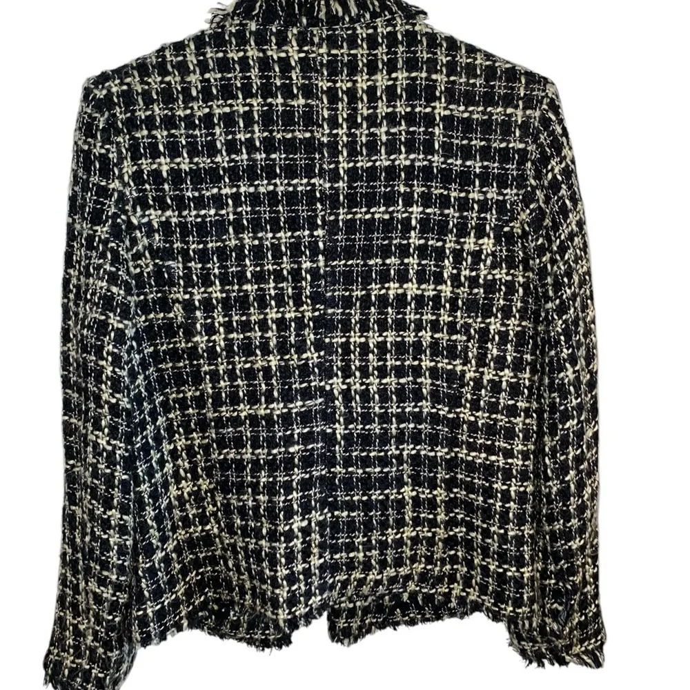 Vintage Silkland Black Cream Tweed Silk Suit Jacket blazer
Old Money classic Size M - Image 5