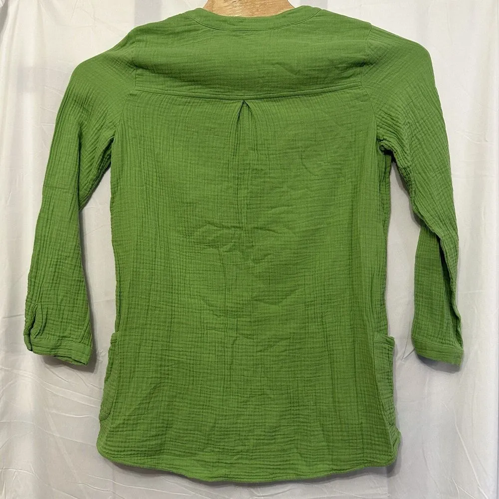 Soft Surroundings Size Medium Green Santorini‎ Gauze Tunic Top Slouch Pockets - Image 5